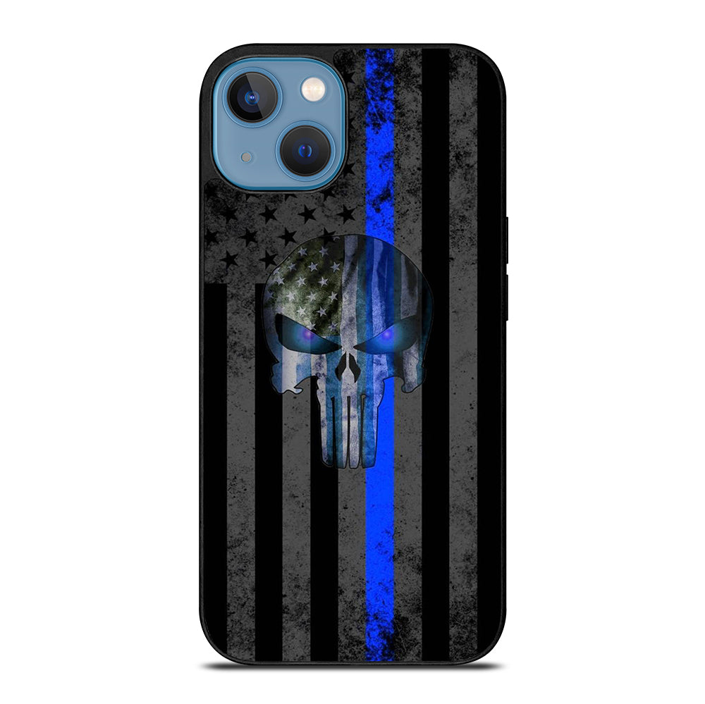 THIN BLUE LINE PUNISHER AMERICAN STRIPE LOGO iPhone 13 Case Cover