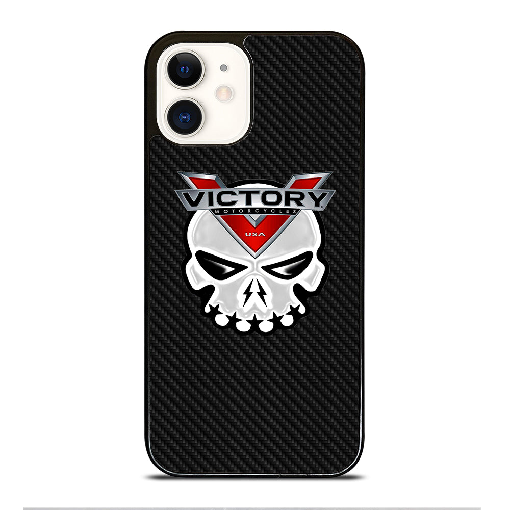 VICTORY MOTOR SKULL LOGO CARBON iPhone 12 Case Cover