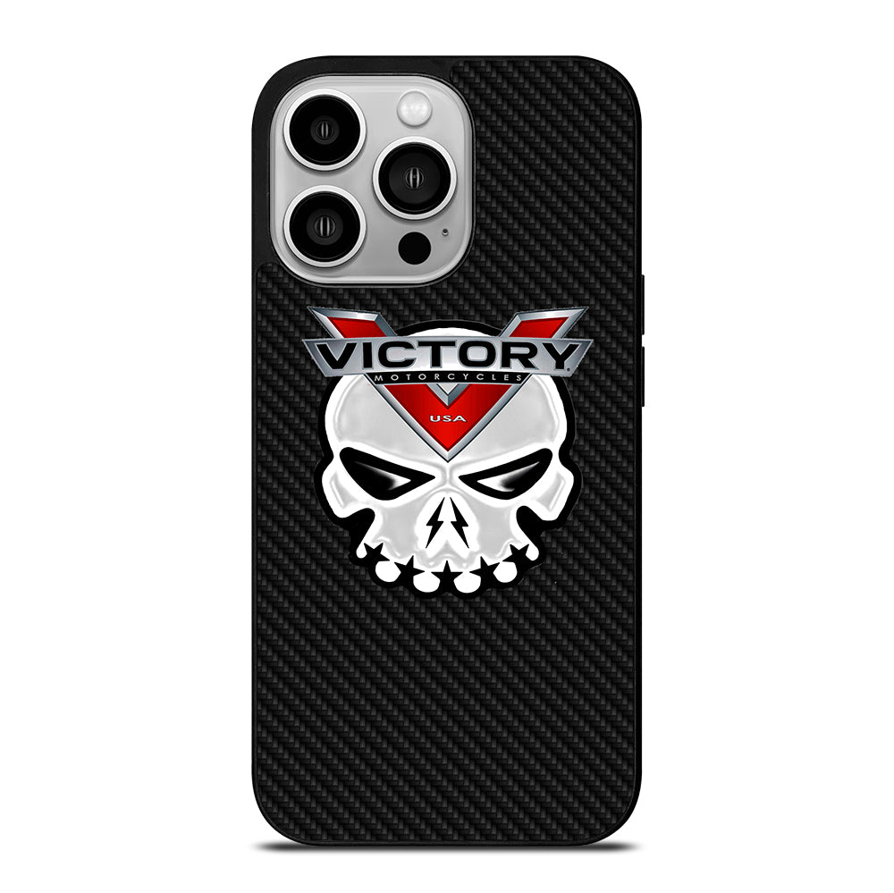 VICTORY MOTOR SKULL LOGO CARBON iPhone 14 Pro Case Cover
