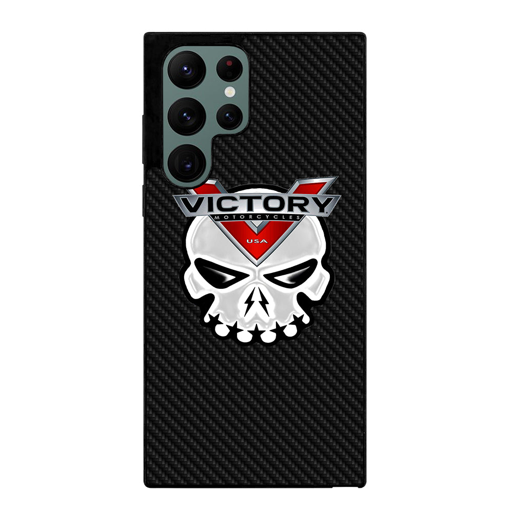 VICTORY MOTOR SKULL LOGO CARBON Samsung Galaxy S22 Ultra Case Cover