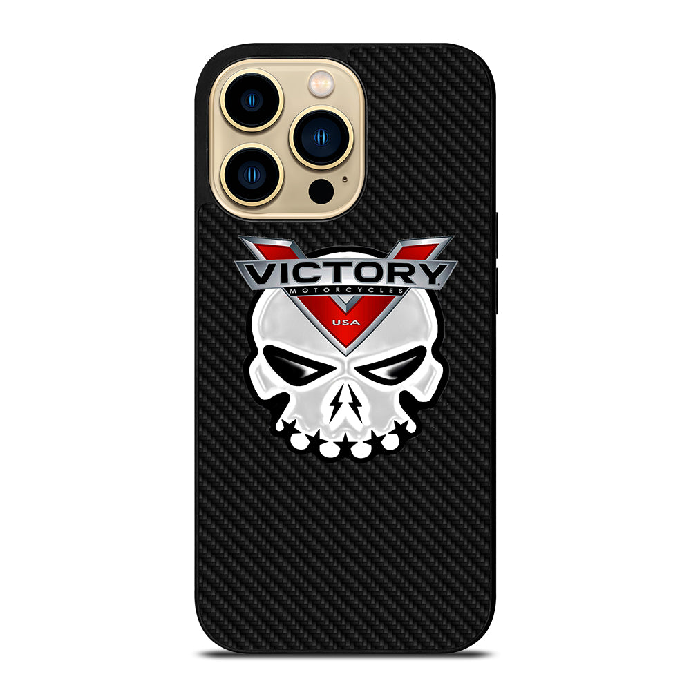 VICTORY MOTOR SKULL LOGO CARBON iPhone 14 Pro Max Case Cover
