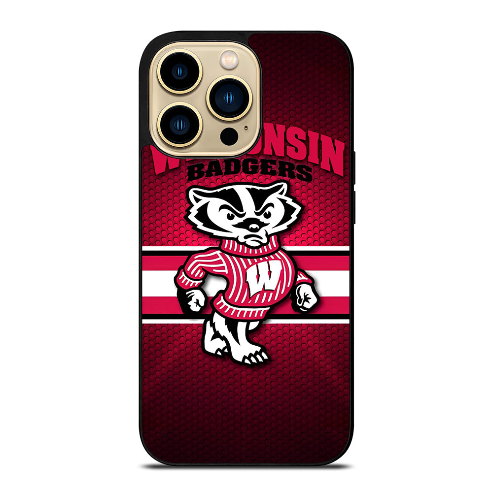 WISCONSIN BADGERS METAL LOGO iPhone 14 Pro Max Case Cover