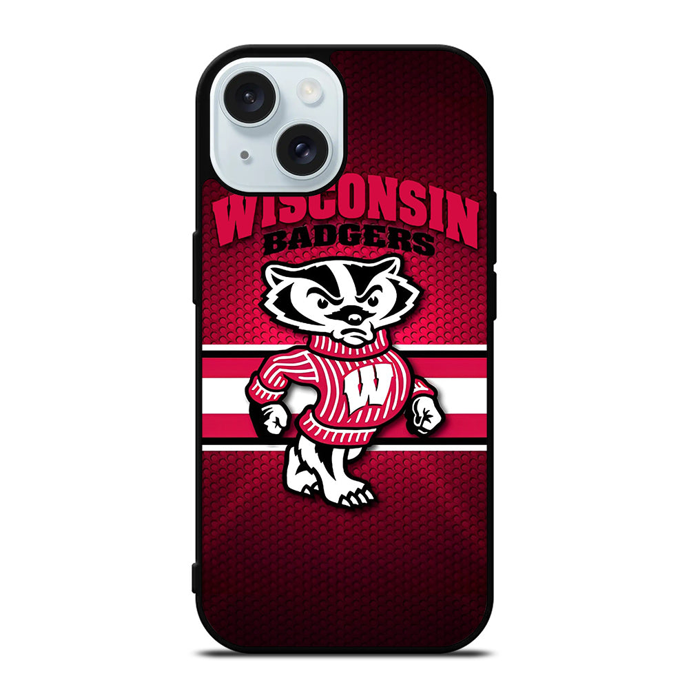 WISCONSIN BADGERS METAL LOGO iPhone 15 Case Cover