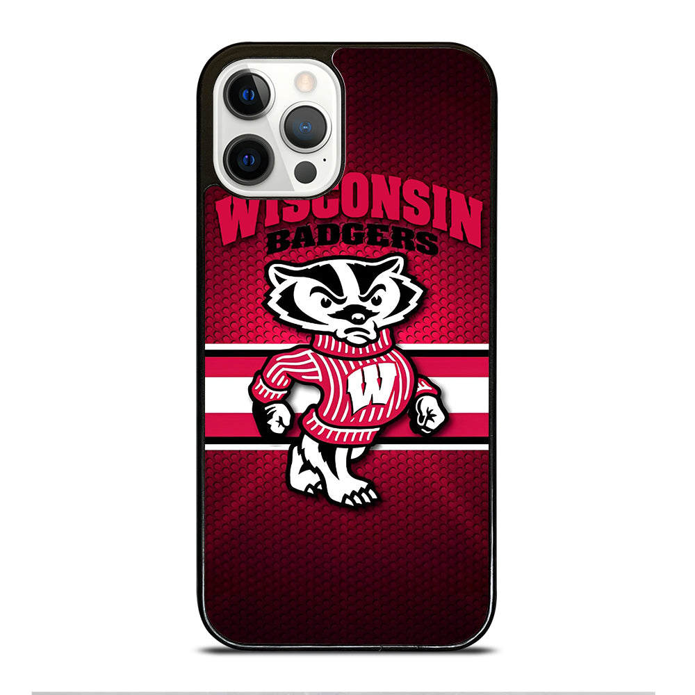 WISCONSIN BADGERS METAL LOGO iPhone 12 Pro Case Cover