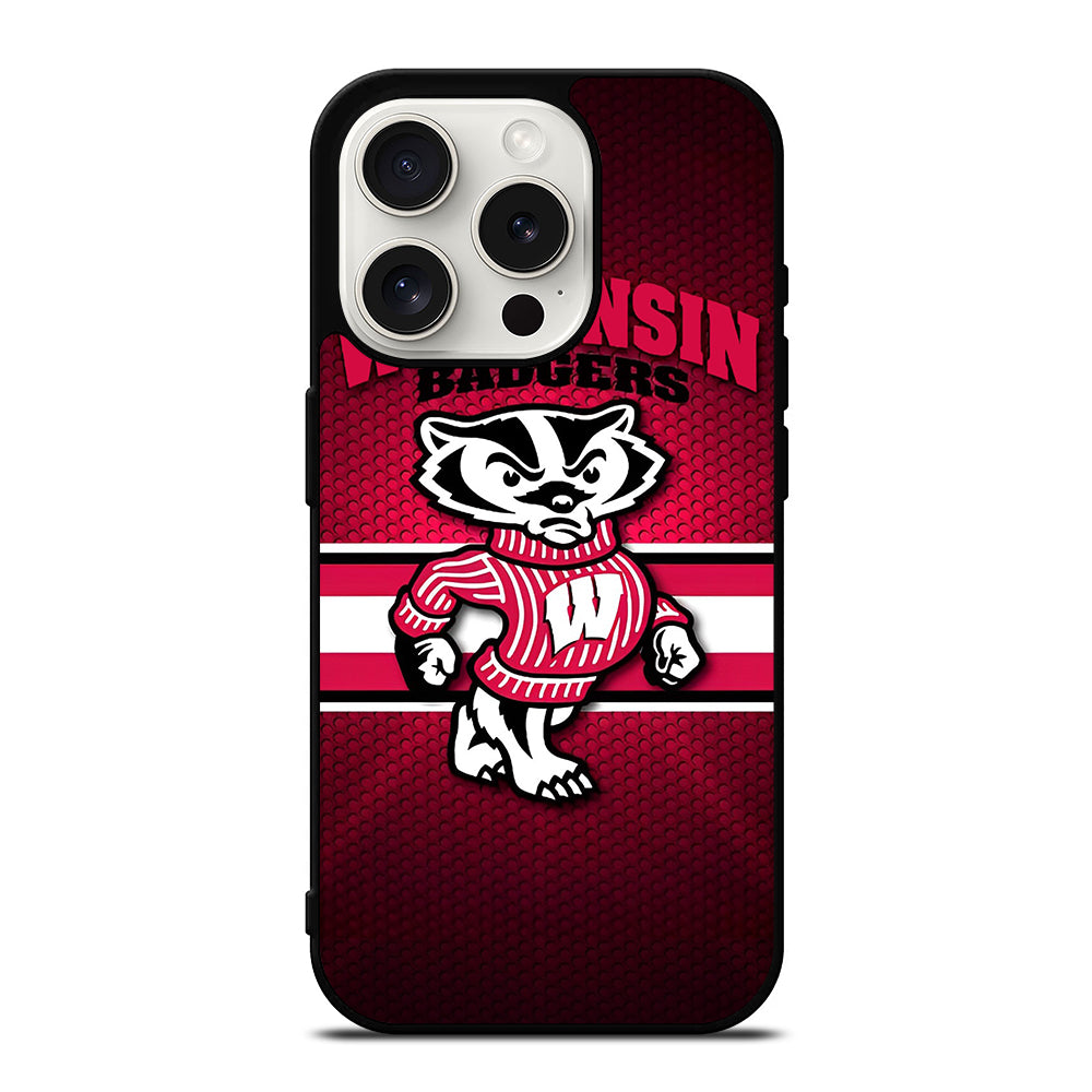 WISCONSIN BADGERS METAL LOGO iPhone 15 Pro Case Cover