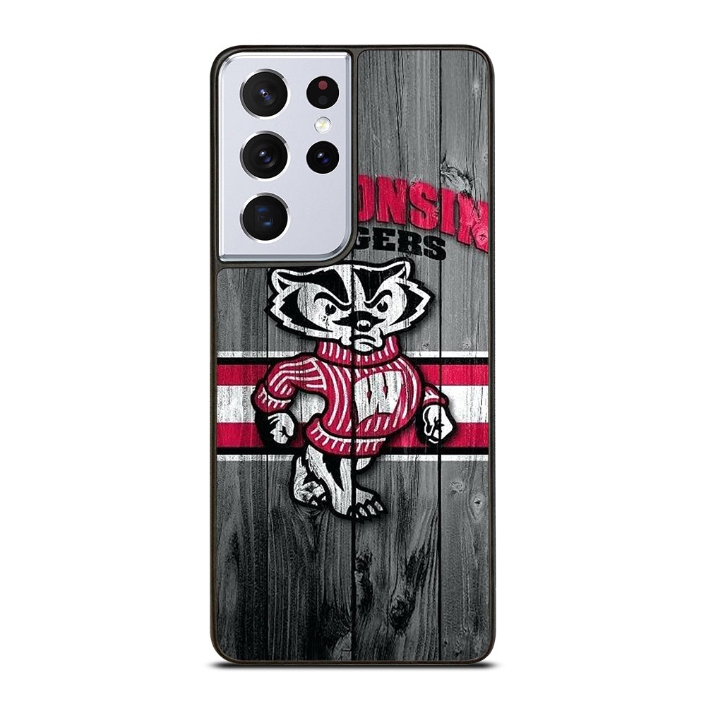 WISCONSIN BADGERS WOODEN LOGO Samsung Galaxy S21 Ultra Case Cover