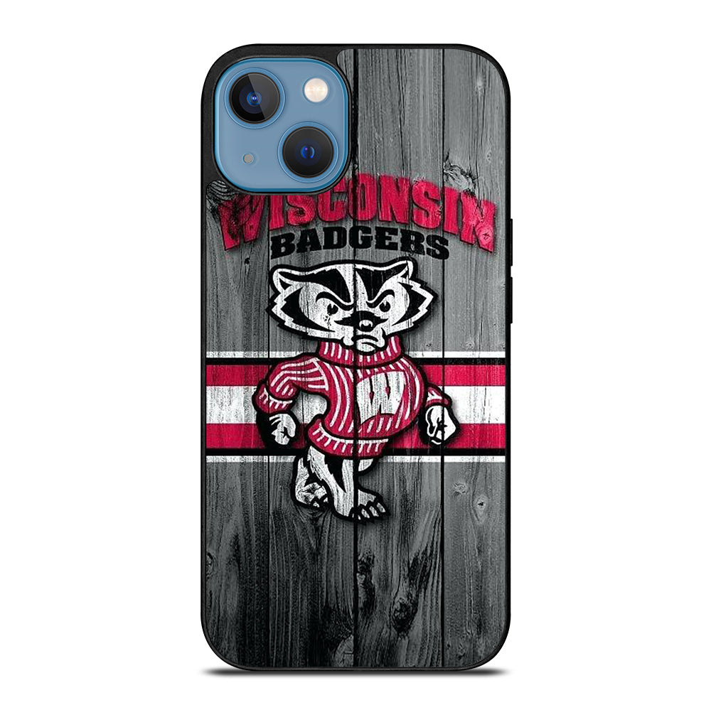WISCONSIN BADGERS WOODEN LOGO iPhone 13 Case Cover