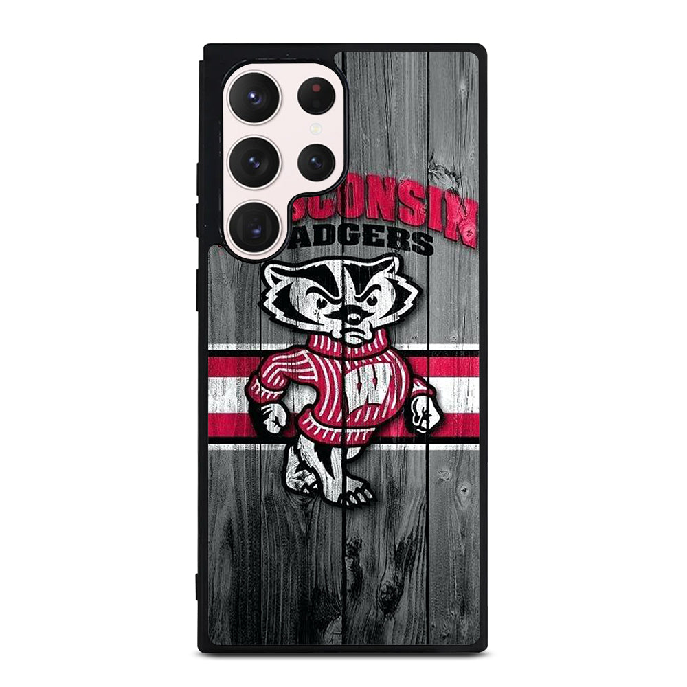 WISCONSIN BADGERS WOODEN LOGO Samsung Galaxy S23 Ultra Case Cover
