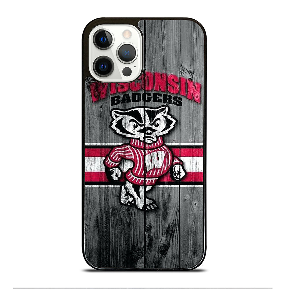 WISCONSIN BADGERS WOODEN LOGO iPhone 12 Pro Case Cover