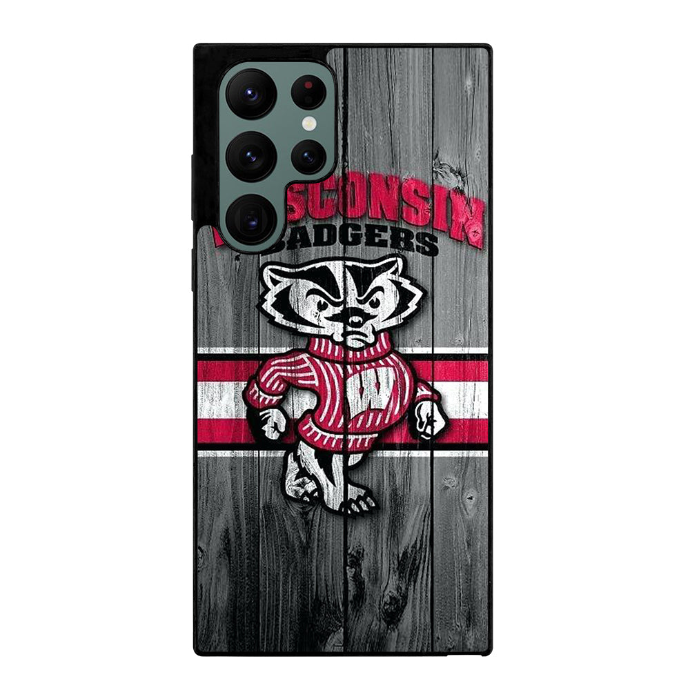 WISCONSIN BADGERS WOODEN LOGO Samsung Galaxy S22 Ultra Case Cover