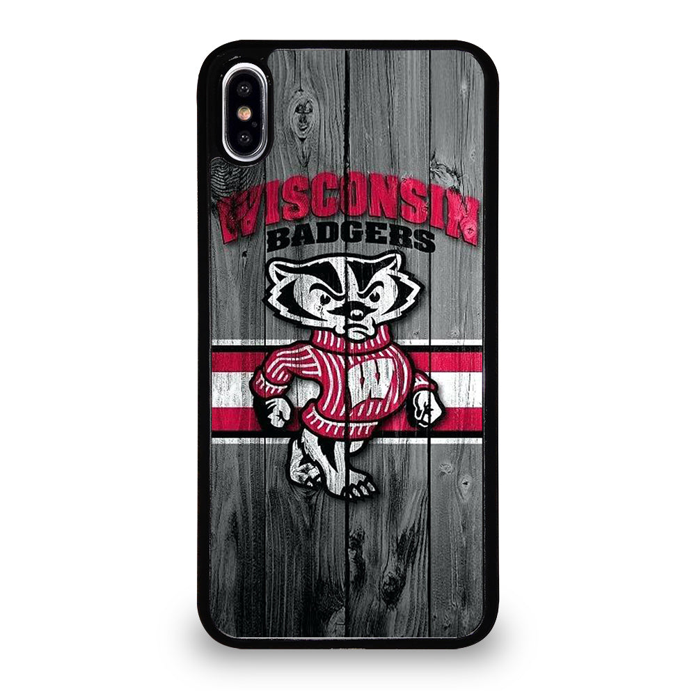 WISCONSIN BADGERS WOODEN LOGO iPhone XS Max Case Cover
