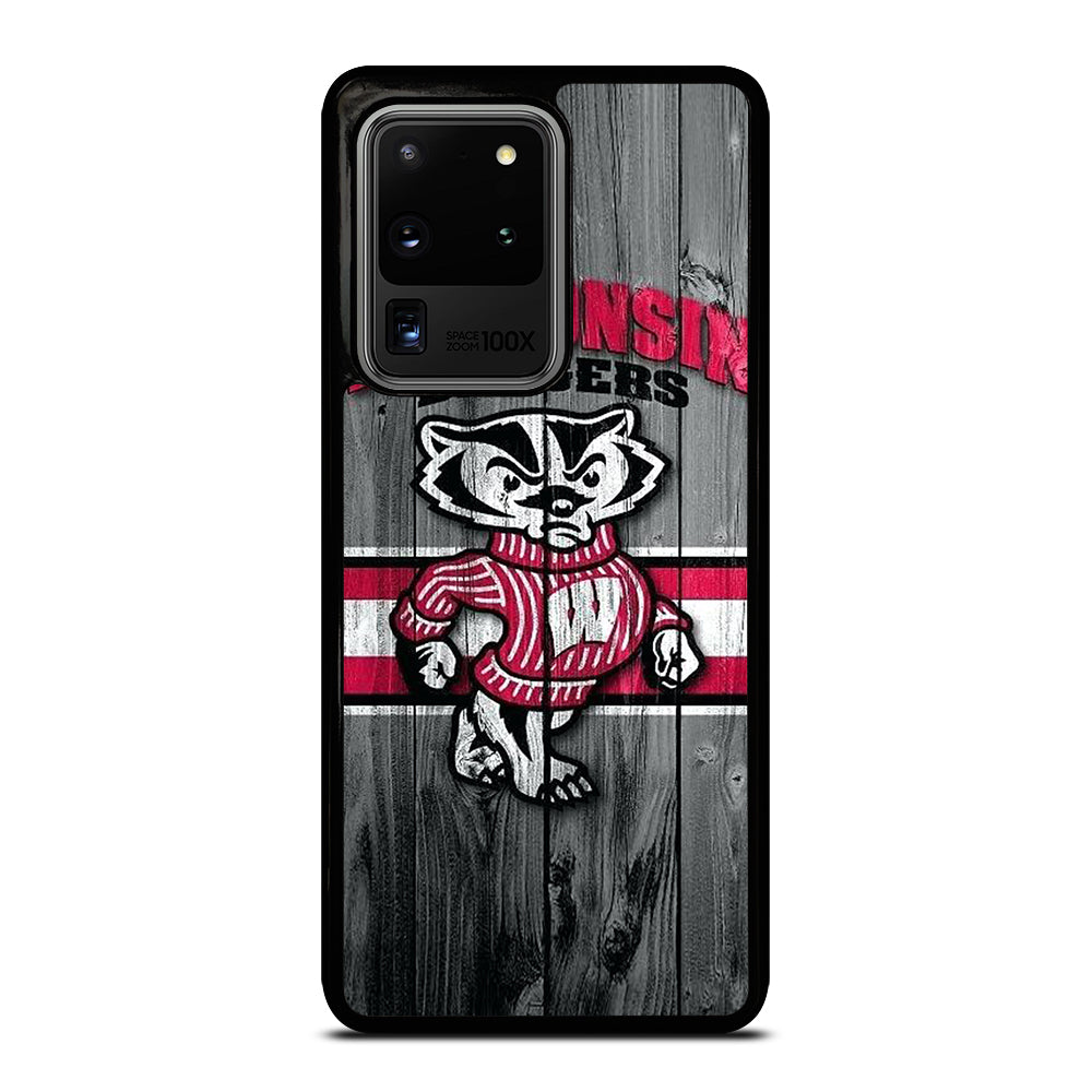 WISCONSIN BADGERS WOODEN LOGO Samsung Galaxy S20 Ultra Case Cover