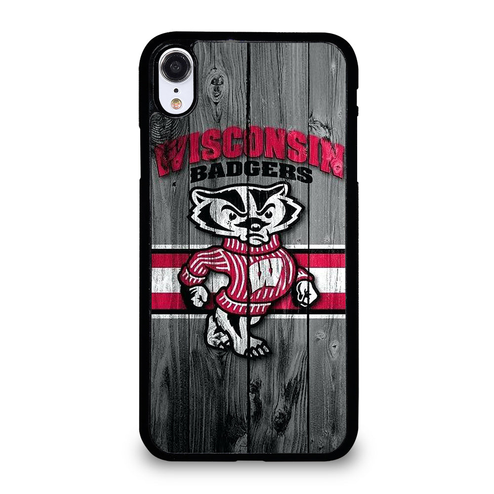 WISCONSIN BADGERS WOODEN LOGO iPhone XR Case Cover