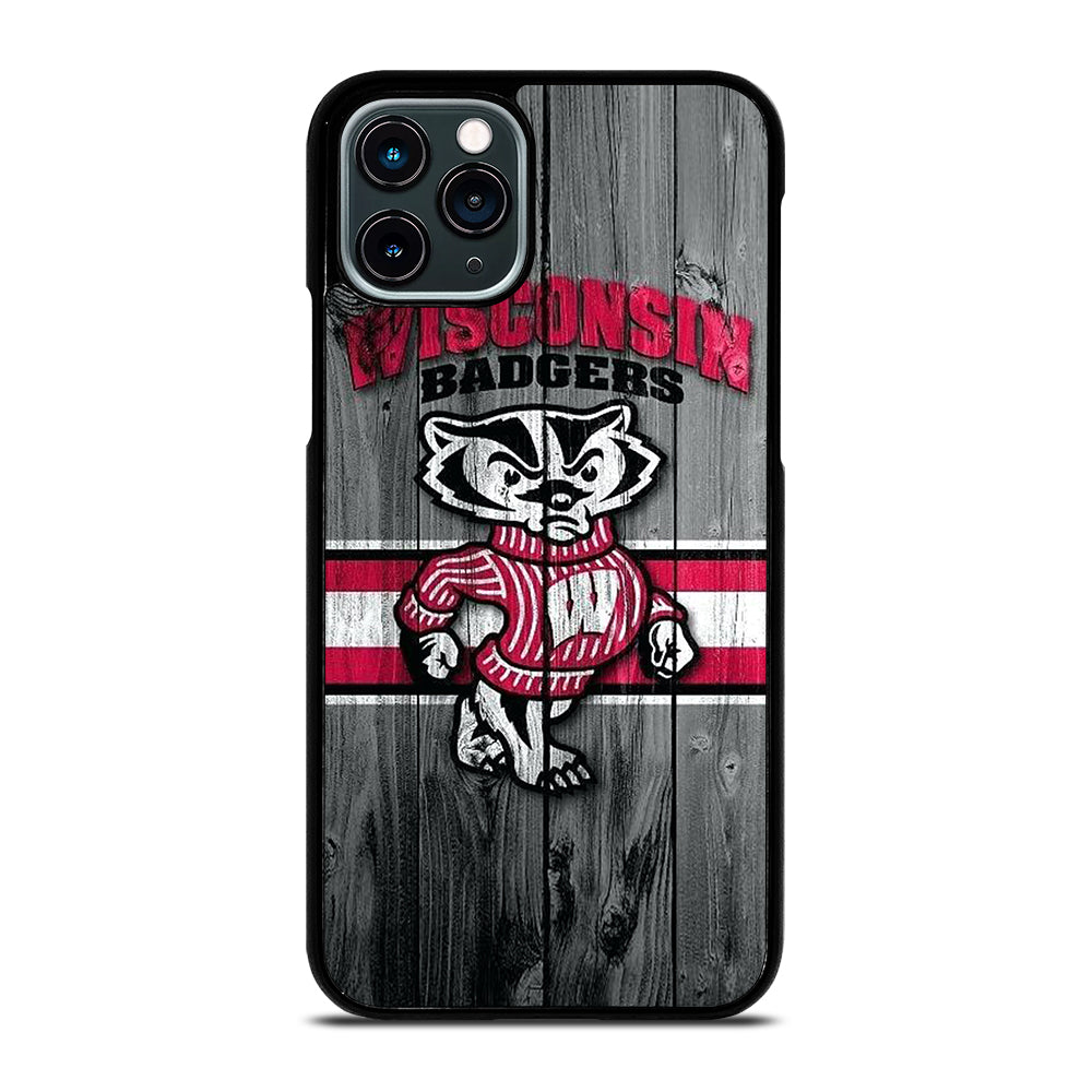 WISCONSIN BADGERS WOODEN LOGO iPhone 11 Pro Case Cover