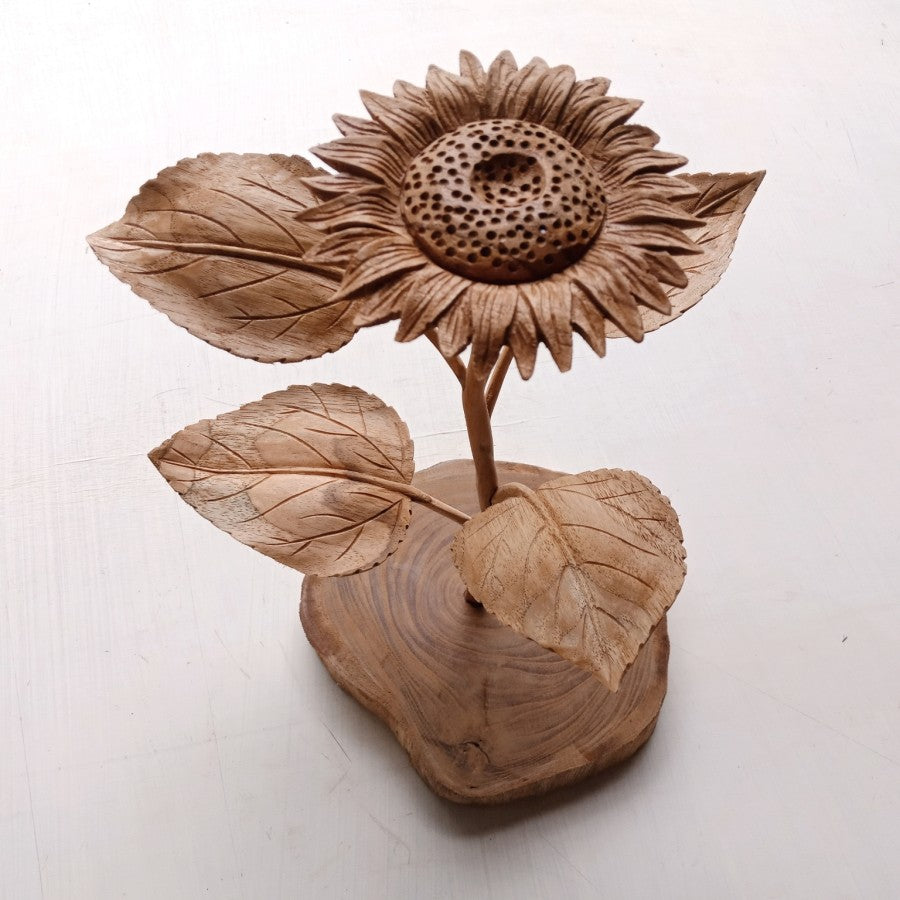 Sunflower Table Wood Art Display With Log