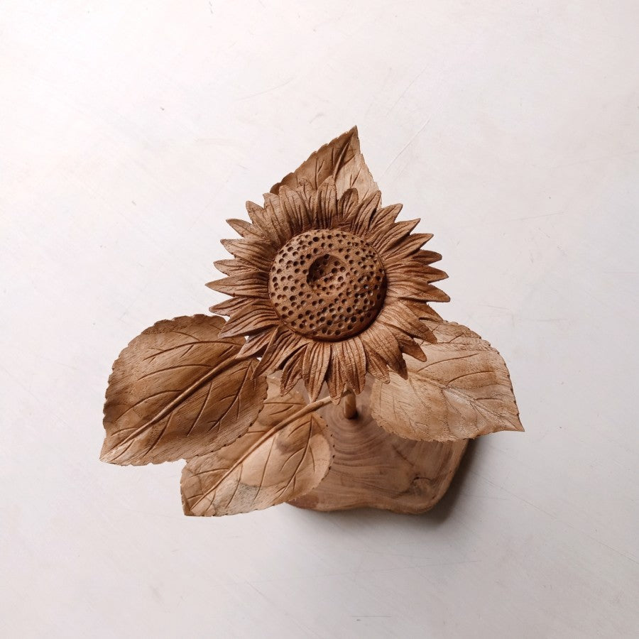 Sunflower Table Wood Art Display With Log