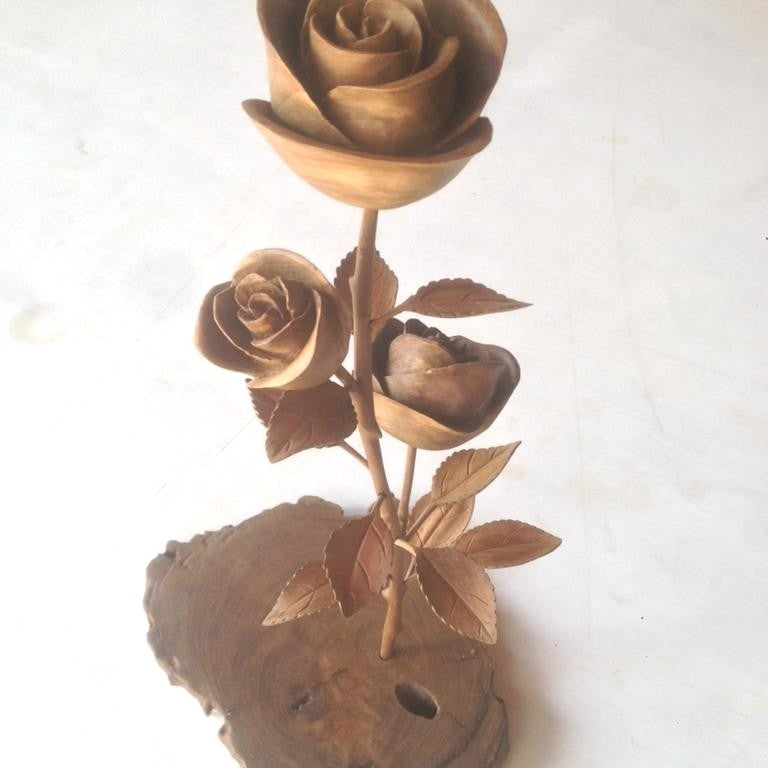 ROSE TABLE WOOD ART DISPLAY WITH LOG