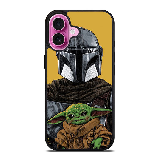 BABY YODA AND THE MANDALORIAN MOSAIC iPhone 16 Plus Case Cover