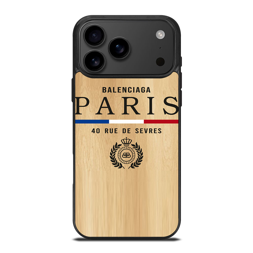 BALENCIAGA PARIS WOODEN LOGO iPhone 17 Pro Max Case Cover