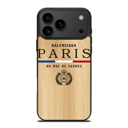 BALENCIAGA PARIS WOODEN LOGO iPhone 17 Pro Max Case Cover
