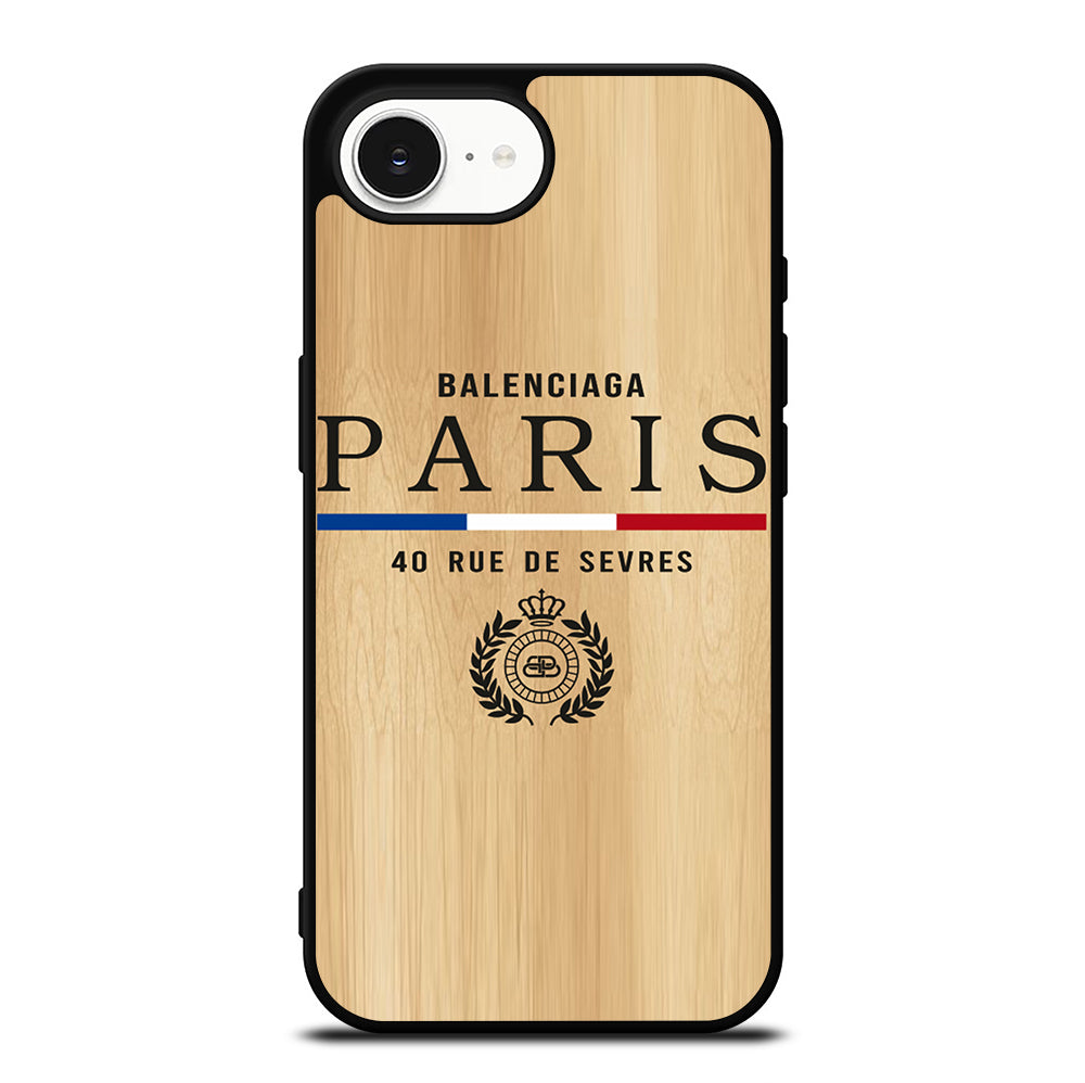 BALENCIAGA PARIS WOODEN LOGO iPhone 16e Case Cover