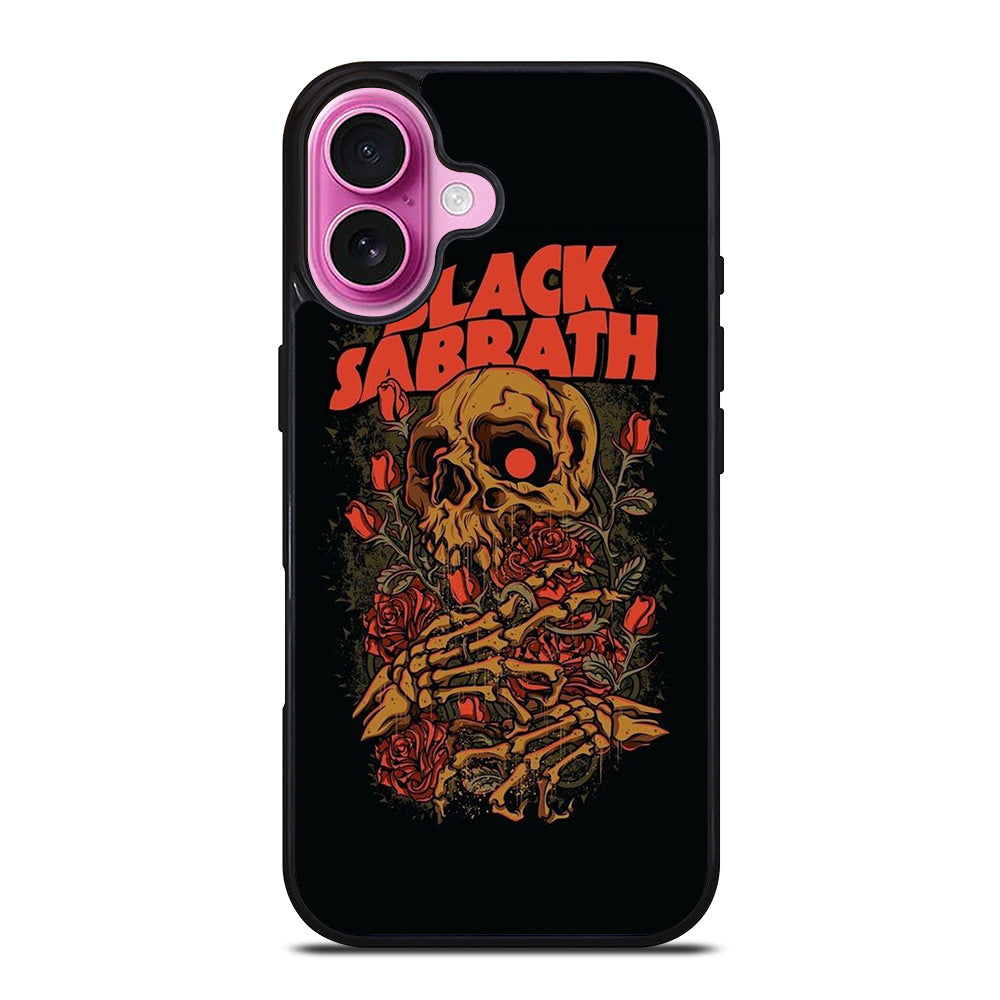 BLACK SABBATH ROSE SKULL BAND iPhone 16 Plus Case Cover