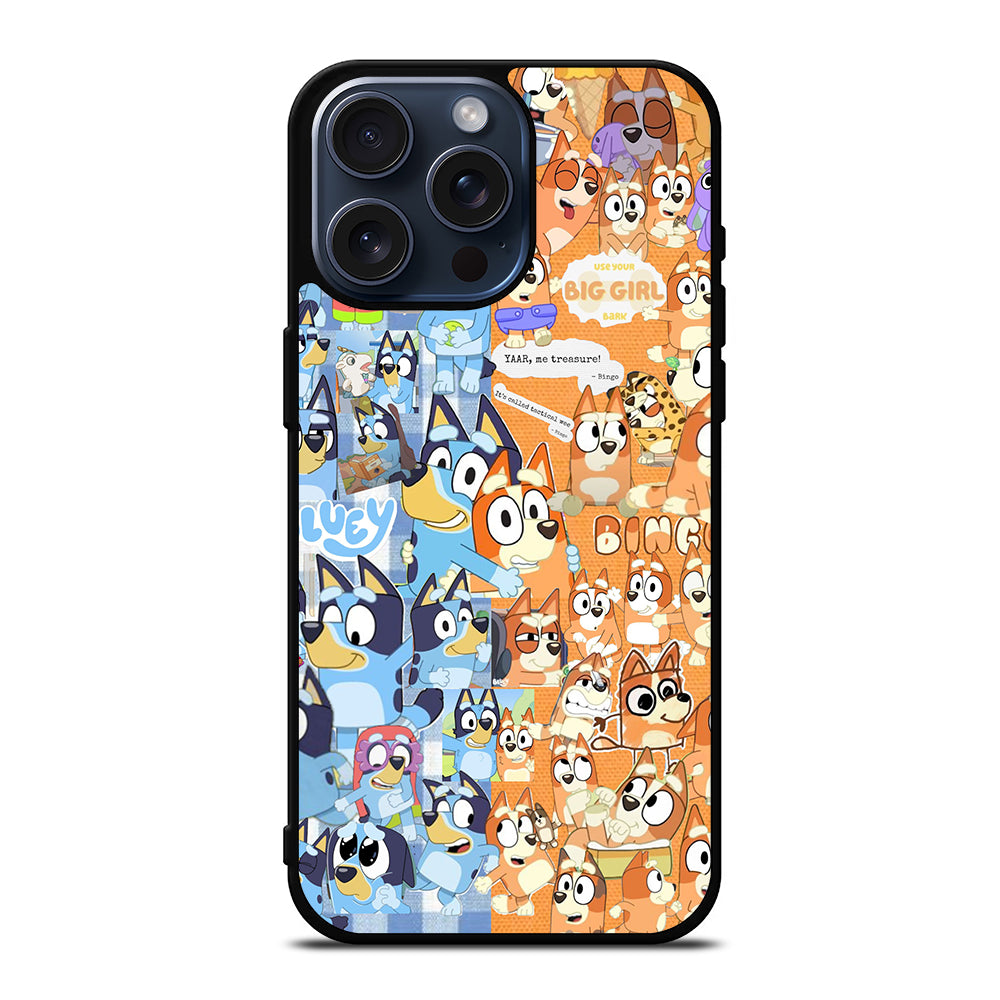 BLUEY HEELER PUPPY CARTOON COLLAGE iPhone 15 Pro Max Case Cover