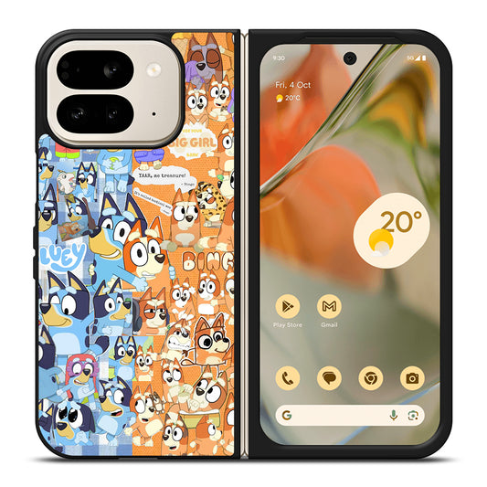 BLUEY HEELER PUPPY CARTOON COLLAGE Google Pixel 9 Pro Fold Case Cover