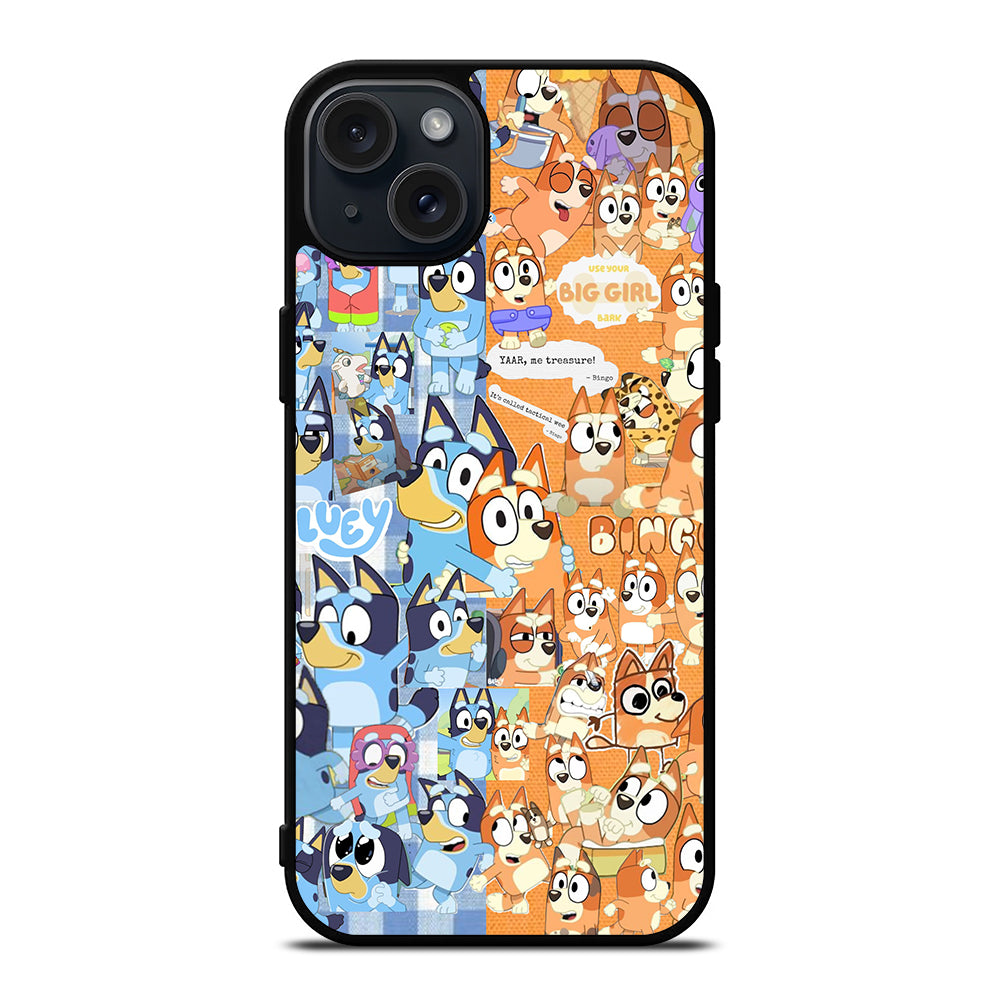 BLUEY HEELER PUPPY CARTOON COLLAGE iPhone 15 Plus Case Cover