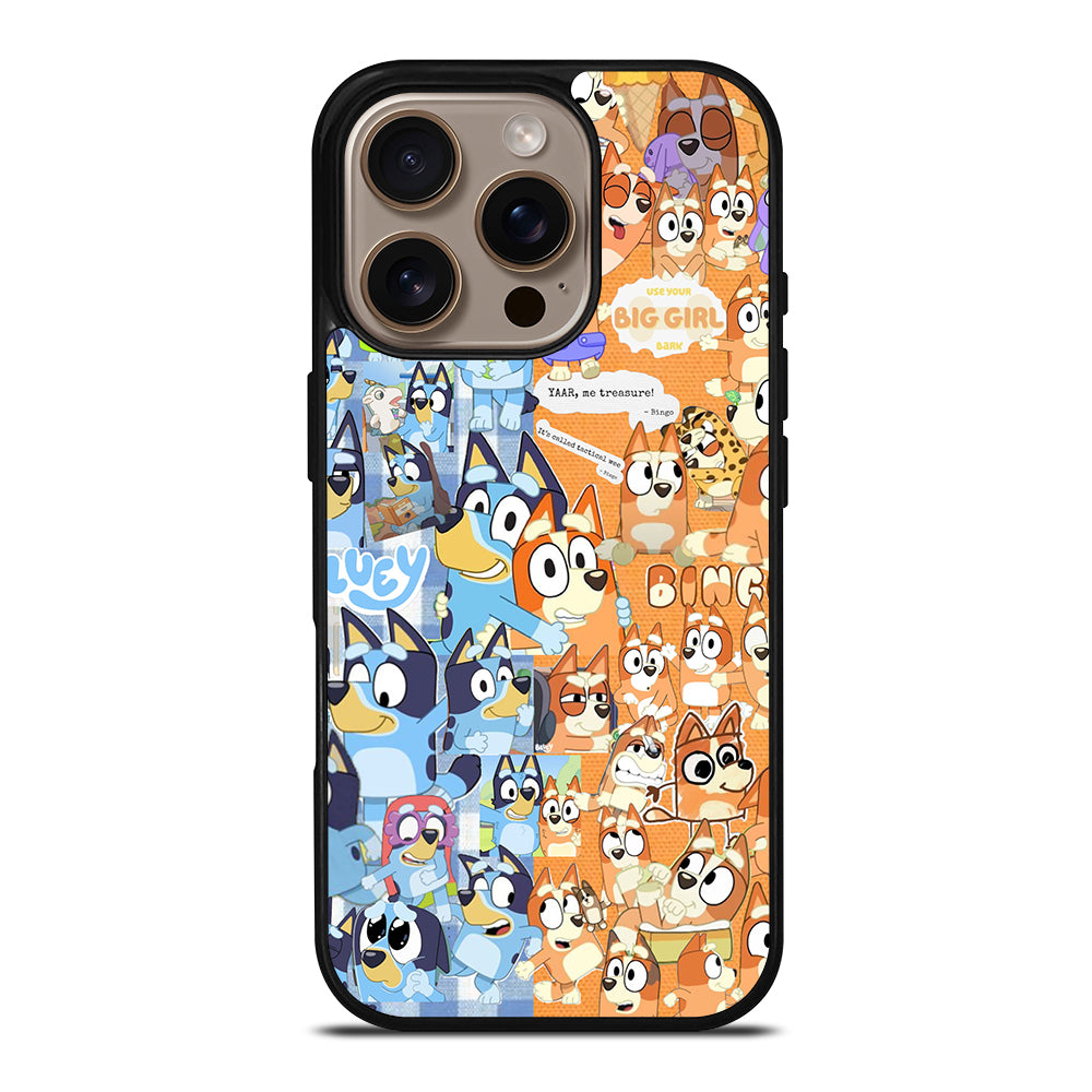 BLUEY HEELER PUPPY CARTOON COLLAGE iPhone 16 Pro Case Cover