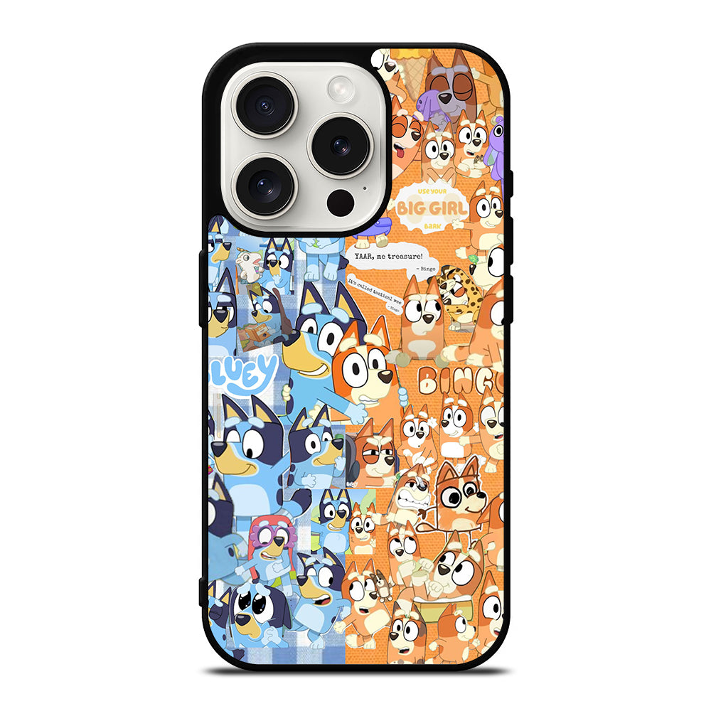 BLUEY HEELER PUPPY CARTOON COLLAGE iPhone 15 Pro Case Cover