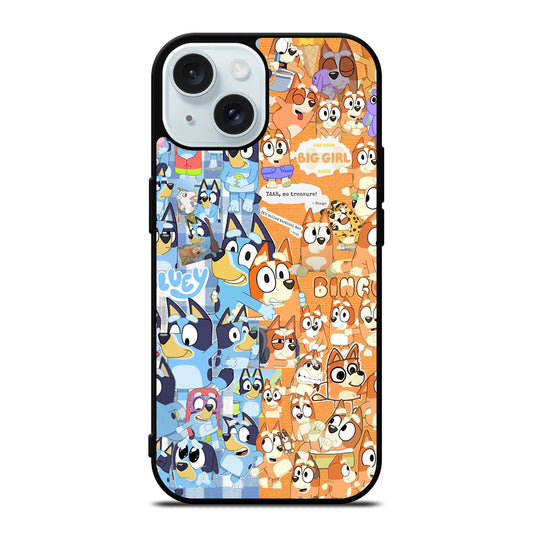 BLUEY HEELER PUPPY CARTOON COLLAGE iPhone 15 Case Cover