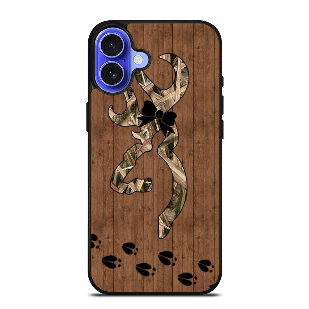 BROWNING DEER WOODEN CAMO LOGO iPhone 16 Case Cover