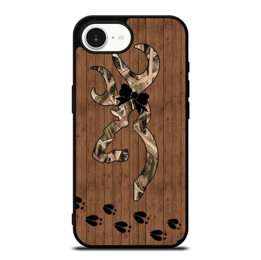 BROWNING DEER WOODEN CAMO LOGO iPhone 16e Case Cover