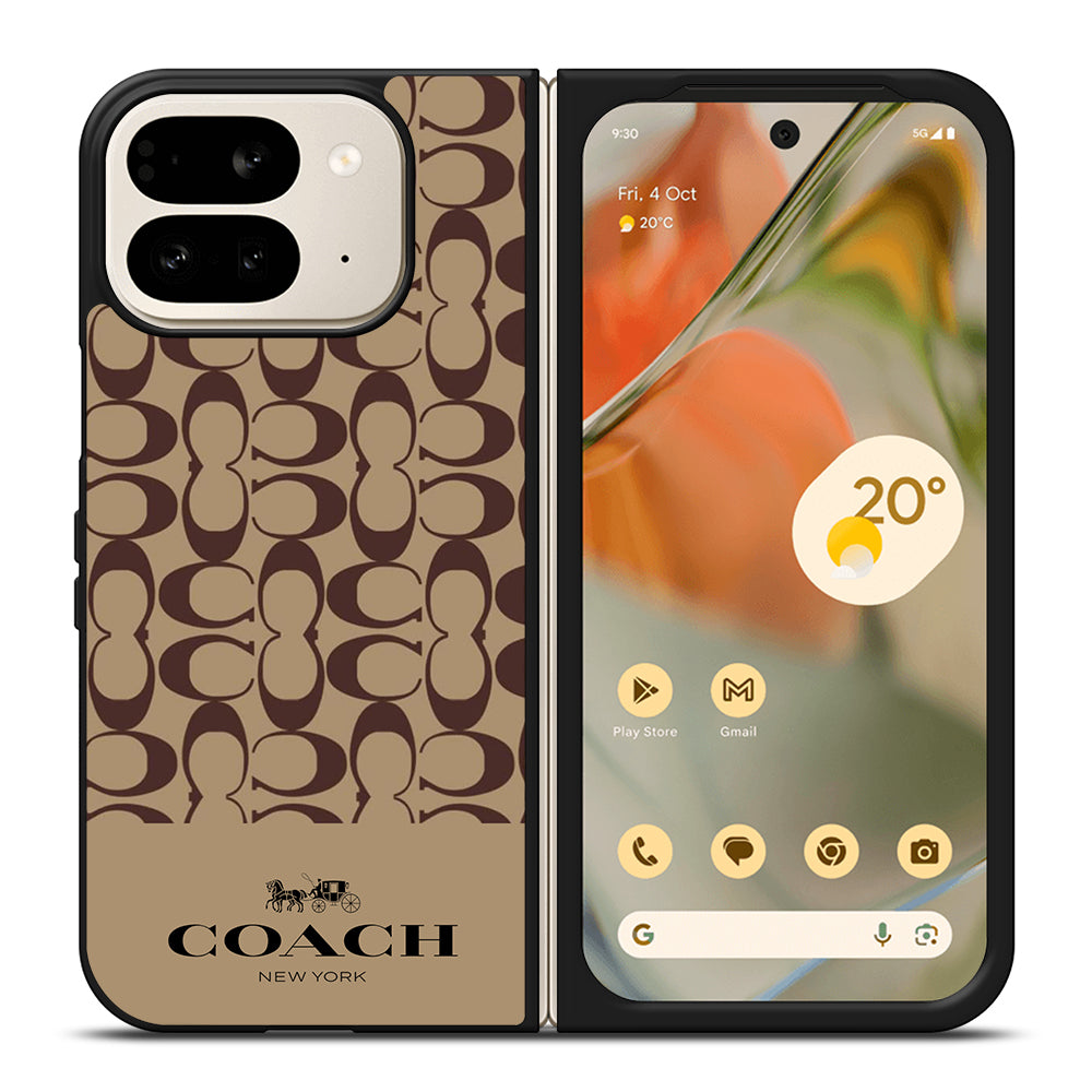 COACH NEW YORK BROWN PATTERN Google Pixel 9 Pro Fold Case Cover