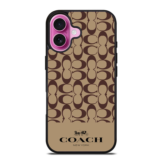 COACH NEW YORK BROWN PATTERN iPhone 16 Plus Case Cover