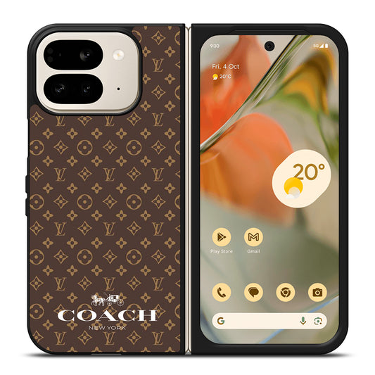 COACH NEW YORK PATTERN BROWN Google Pixel 9 Pro Fold Case Cover