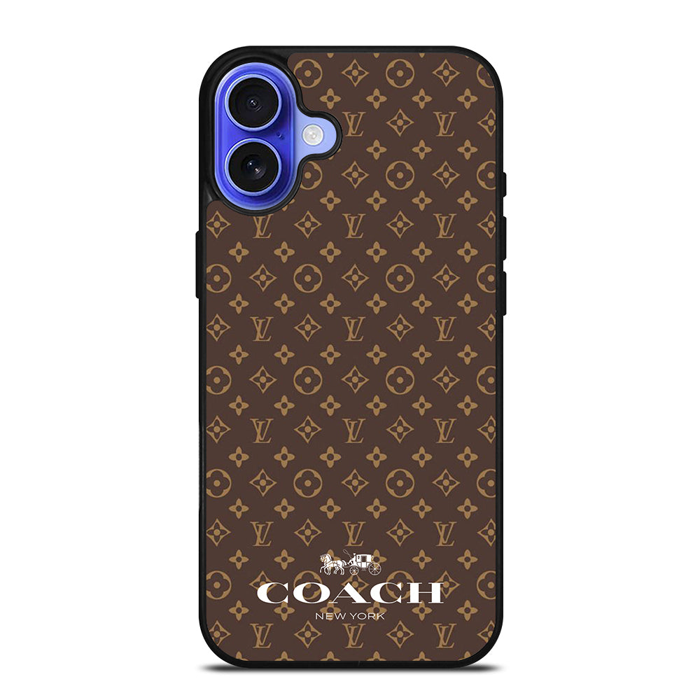COACH NEW YORK PATTERN BROWN iPhone 16 Case Cover