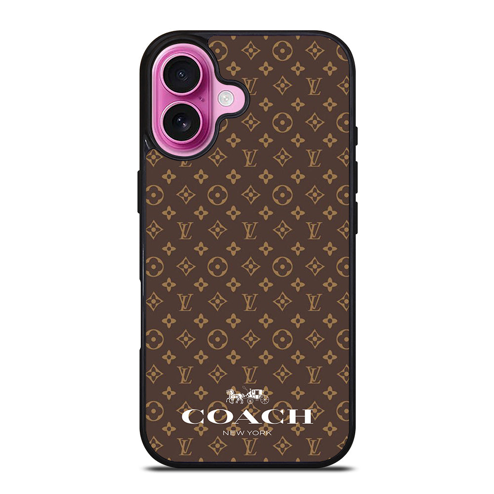 COACH NEW YORK PATTERN BROWN iPhone 16 Plus Case Cover