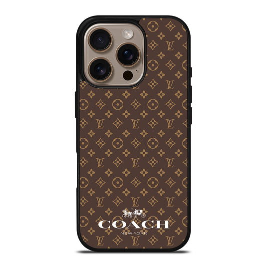 COACH NEW YORK PATTERN BROWN iPhone 16 Pro Case Cover