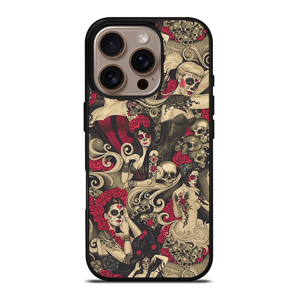 DAY OF THE DEAD SKULL ART iPhone 16 Pro Case Cover