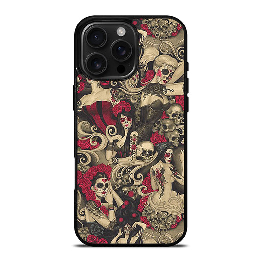 DAY OF THE DEAD SKULL ART iPhone 16 Pro Max Case Cover