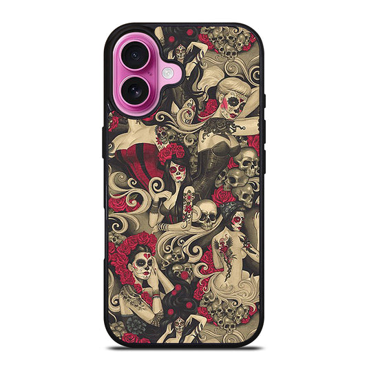DAY OF THE DEAD SKULL ART iPhone 16 Plus Case Cover