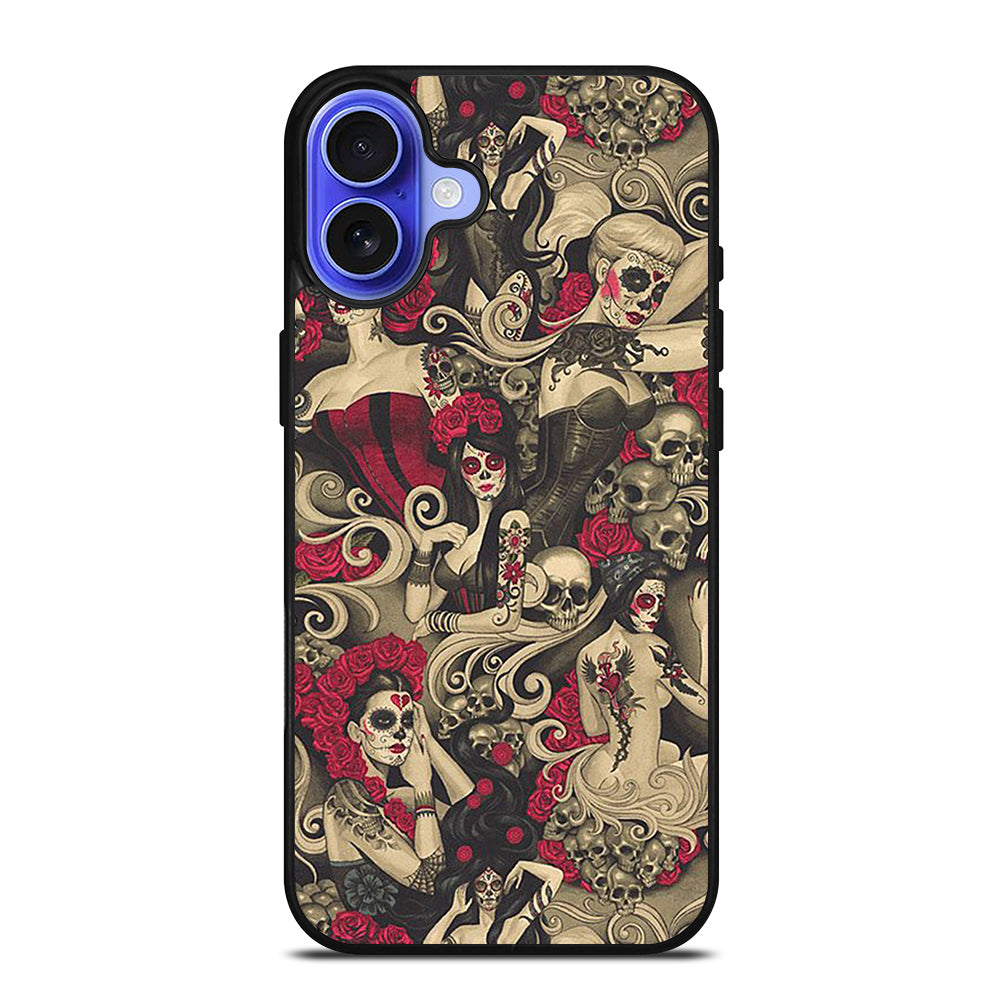 DAY OF THE DEAD SKULL ART iPhone 16 Case Cover