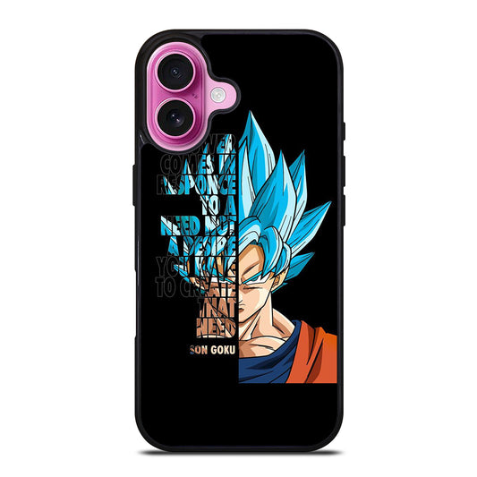 GOKU DRAGON BALL QUOTE iPhone 16 Plus Case Cover