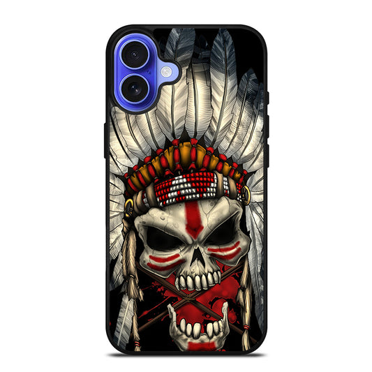 INDIAN FEATHER SKULL ART 1 iPhone 16 Case Cover