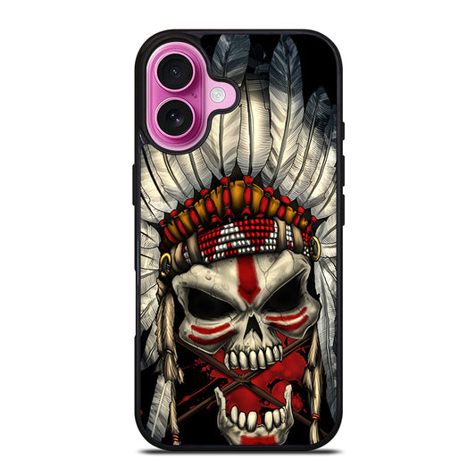 INDIAN FEATHER SKULL ART 1 iPhone 16 Plus Case Cover