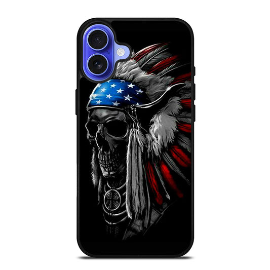 INDIAN FEATHER SKULL ART 3 iPhone 16 Case Cover
