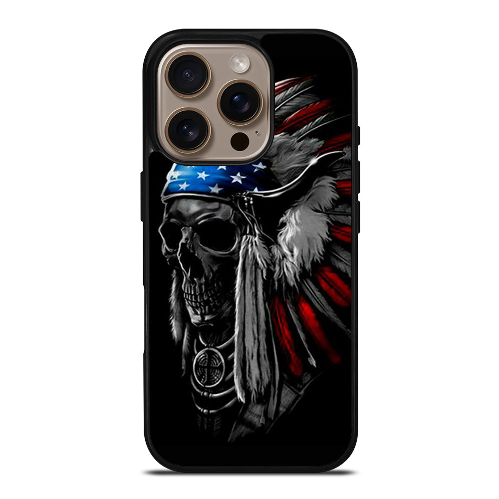 INDIAN FEATHER SKULL ART 3 iPhone 16 Pro Case Cover