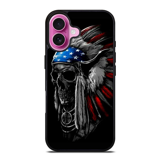 INDIAN FEATHER SKULL ART 3 iPhone 16 Plus Case Cover